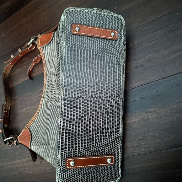 Dooney & Bourke Snake / Lizard Leather Embossed Hobo Bag Satchel Brown Gray - Picture 4 of 7